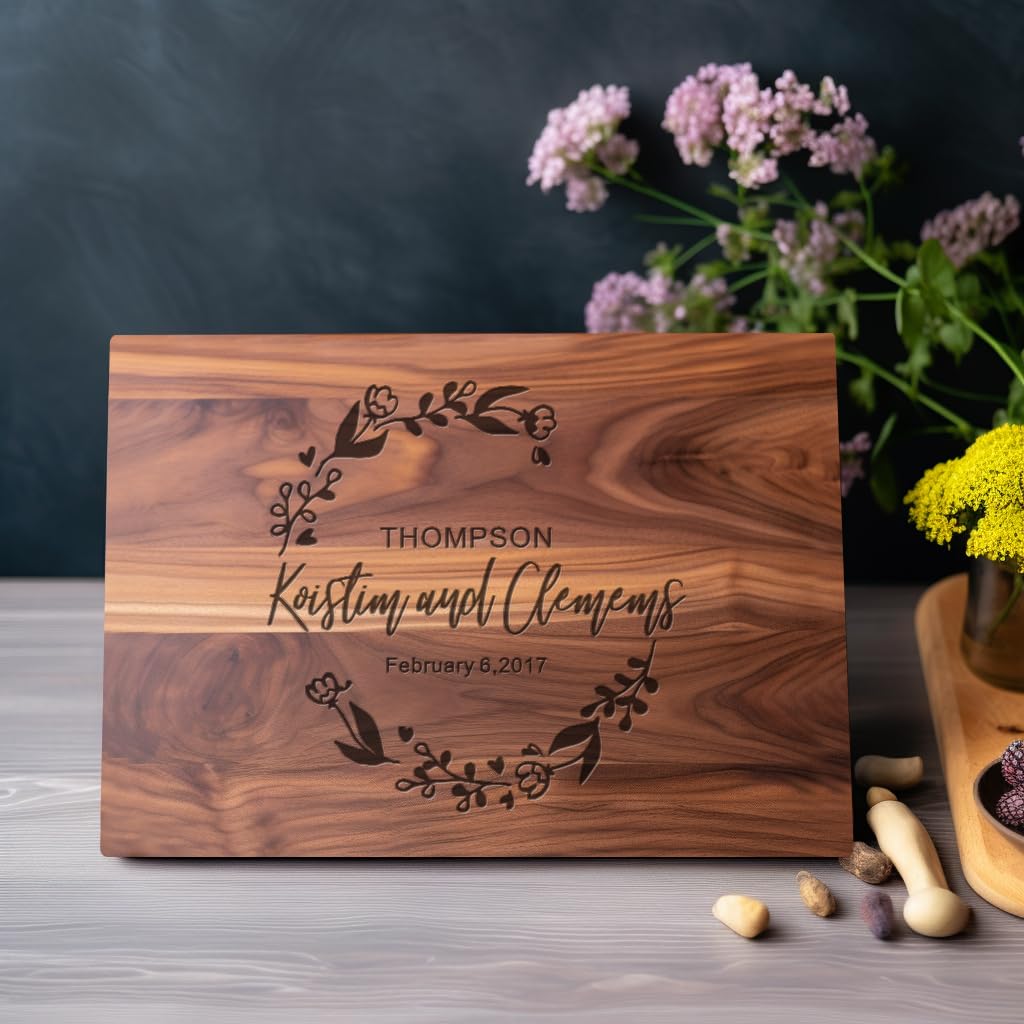 Personalized Cutting Board, Usa Crafted Maple/Walnut Customized Cutting Boards, Save The Date Wedding Gift, Christmas Gifts, Anniversary or Bridal - WoodArtSupply