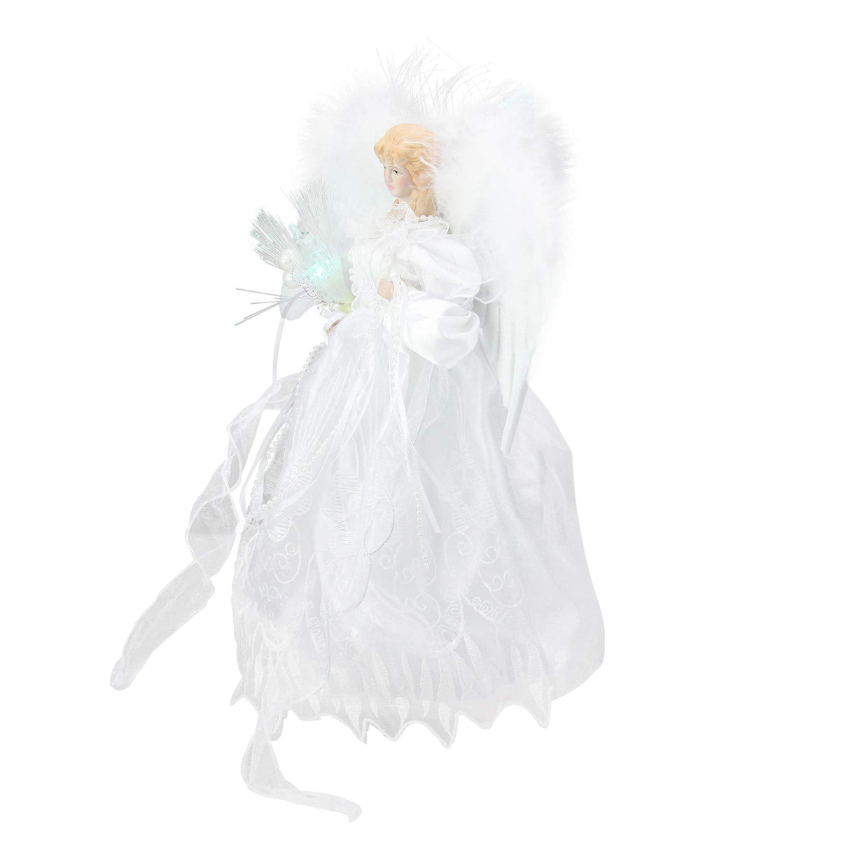 Kurt Adler 12-Inch White and Silver Fiber Optic LED Angel Treetop Kurt S. Adler