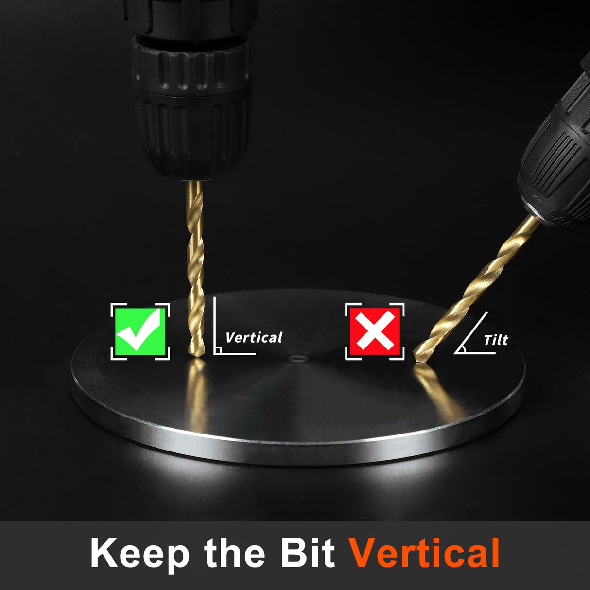 COMOWARE Titanium Twist Drill Bit Set - 16 Pcs Hex Shank High Speed Steel for Wood Plastic Aluminum Alloy, Quick Change, 1/16"-1/4" COMOWARE