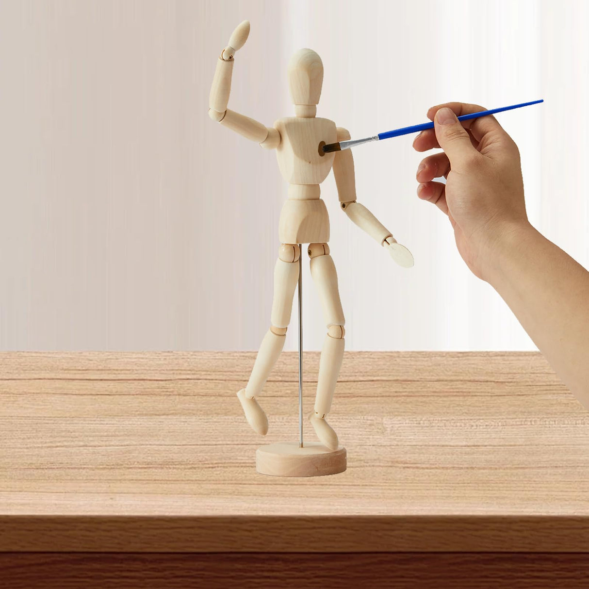 2 Pack, 8 Inch & 12 inch Artist Wooden Manikin Flexible Body Joints, Human Figure Puppet Model Wood Male Mannequin Doll Ornament Stand for Home Office Desk Decoration Sketching Drawing Painting Zxmissu