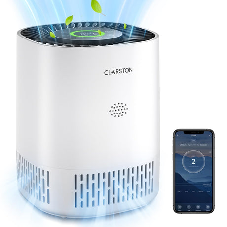 Clarston Air Purifiers for Home Bedroom Up to 650 Ft², H13 True HEPA Air Filter for Pets Dust Odor Pollutants, 4 Fan Speeds, Auto Mode, PM2.5 Monitor, Smart WiFi Control CLARSTON