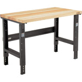 Global Industrial Adjustable Height Workbench C-Channel Leg, 48" W x 30" D, 1-1/2" Birch Top Square Edge, Black Global Industrial