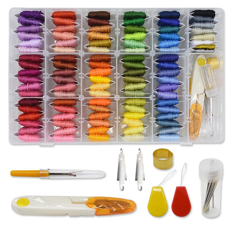 Embroidery Floss Thread Kit 100％ Cotton Floss Bobbins and Cross Stitch Kit Bracelets Floss Crafts Floss (96 Color) Renashed