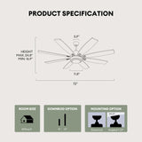 Fanbliss 72 Inch Black Large Ceiling Fans with Lights and Remote Control for Living Room, Modern Ceiling Fan with Quiet Reversible DC Motor, 3CCT, Dimmable LED for Garage, Patio, Indoor, Outdoor Fanbliss