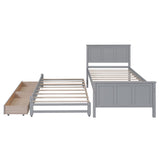 Merax Wood Farmhouse Platform Bed with Trundle and 2 Drawers Twin Daybed Frame with Headboard for Kids Teens Adults/No Box Spring Needed, Grey Merax