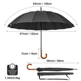 G4Free 54 Inch Large Windproof Umbrella for 2 Persons, 16 Ribs Auto Open Classic Wooden J Handle Cane Stick Golf Rain Umbrellas for Men Women Travel 120cm G4Free