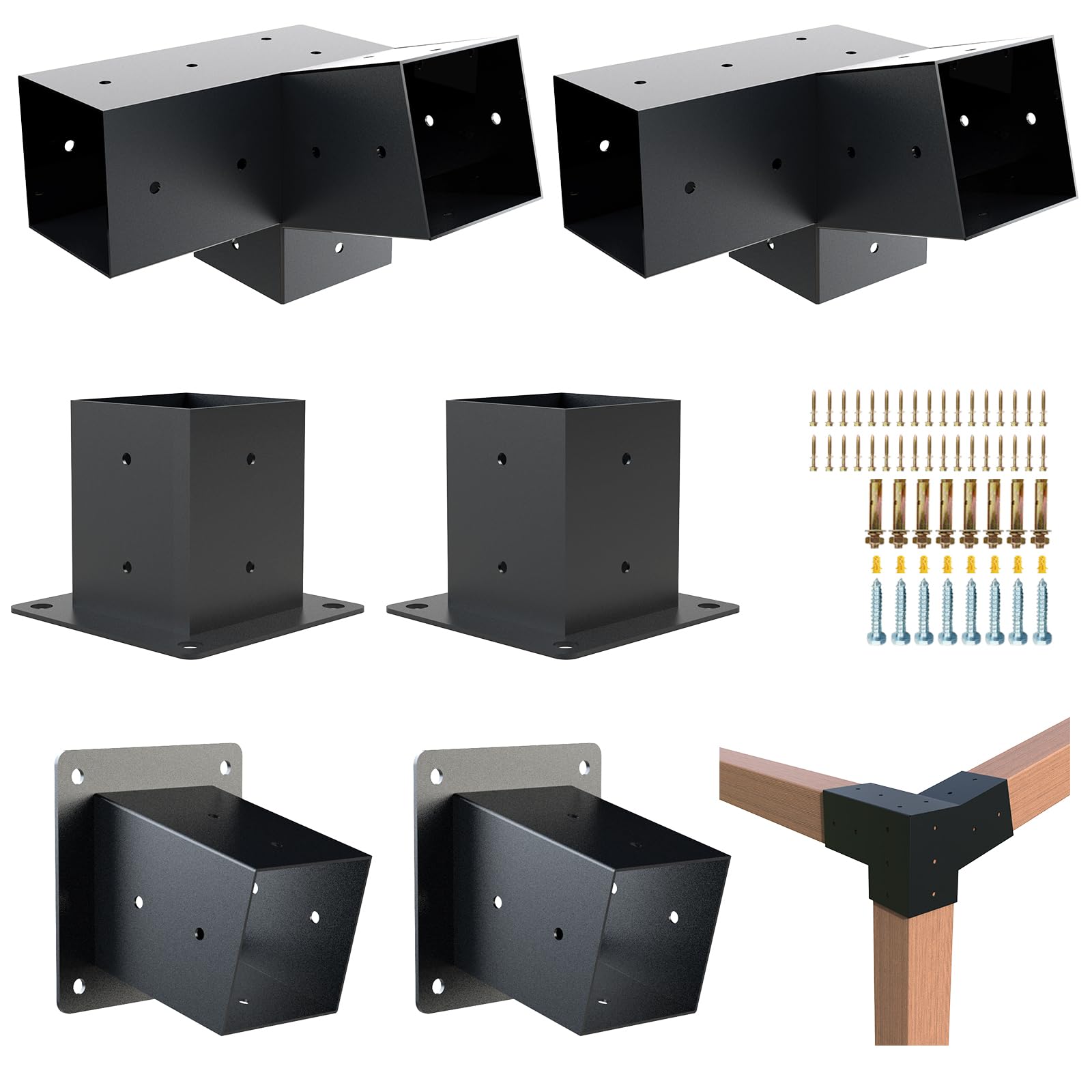 Pergola Kit, 15° 3-Way Slanted Roof Pergola Bracket Set, Powder-Coated ...