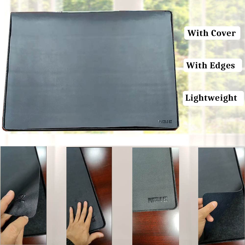 Felt Puzzle Tray Board 2000 Piece with Cover Portable Dark Gray Light Weight Felt Jigsaw Puzzle Mat with Raised Edges PUZZLE EZ