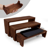 Yikaroeli Display Wood Risers Wooden Stand 3 Tier Wood Racks Decorative Rectangular, 2 Set 6 Piece Cupcake Stands Cologne Perfume Organizer Showcase Items(Brown) Yikaroeli