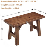 DM Furniture 30" Farmhouse Wood Bench, Solid Wood Entryway Bench Seat Rustic Wooden Entry Way Bench Indoor for Living/Dining Room, Small Hallway Bench, Porch, Handcrafted, Walnut DM Furniture