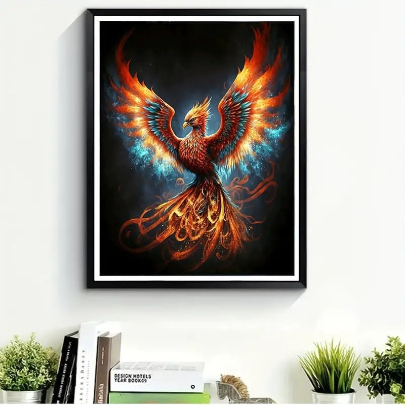 CXYQLC DIY 5D Diamond Painting Kits for Adults Diamond Art Fire Phoenix Diamond Painting Full Drill Crystal Rhinestone Embroidery Craft Kits for Home Wall Decor Gifts 11.8x15.7inch CXYQLC