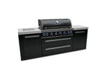 Mont Alpi MAi805-BSS 44-inch 6-Burner 115000 BTU Deluxe Black Stainless Steel Outdoor Kitchen Gas Island Grill w/Infrared Side Burner & Rotisserie Kit Granite Countertop + Storage & Weather Cover Mont Alpi