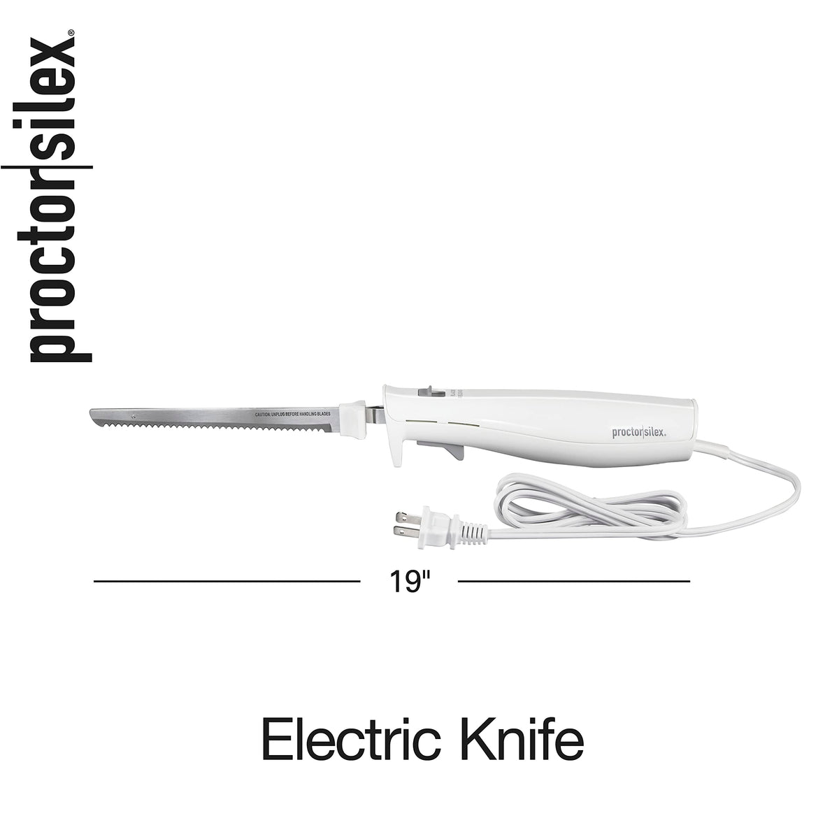 Proctor Silex Easy Slice Electric Knife for Meat Slicing, Poultry, Bread, Crafting Foam and More, Lightweight with Contoured Grip, White, (74312) Proctor Silex