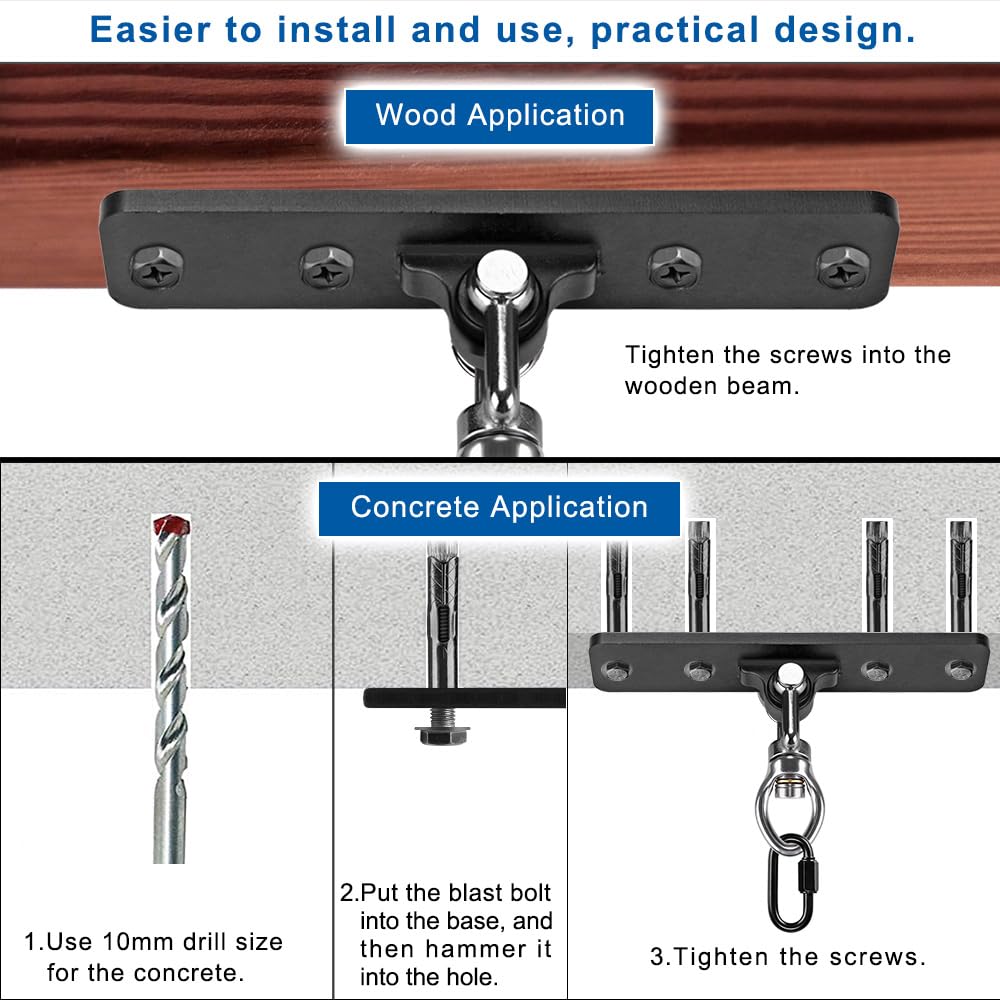 Kipika Heavy Bag Hanger - Heavy Duty Punching Bag Mount Steel Hanger Bracket, Ceiling Wall Mount Wood Beam Hook Holder for Boxing, Kickboxing, Muay Thai, and Home Gym Fitness Equipment Kipika