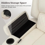 Yolsali Loveseat Recliner Sofa, Manual Reclining Loveseat with Removable Armrest, PU Leather Double Recliner for RV with 2-Tier Cushions, USB Charging Ports, Cup Holders - Ivory White, PU Yolsali