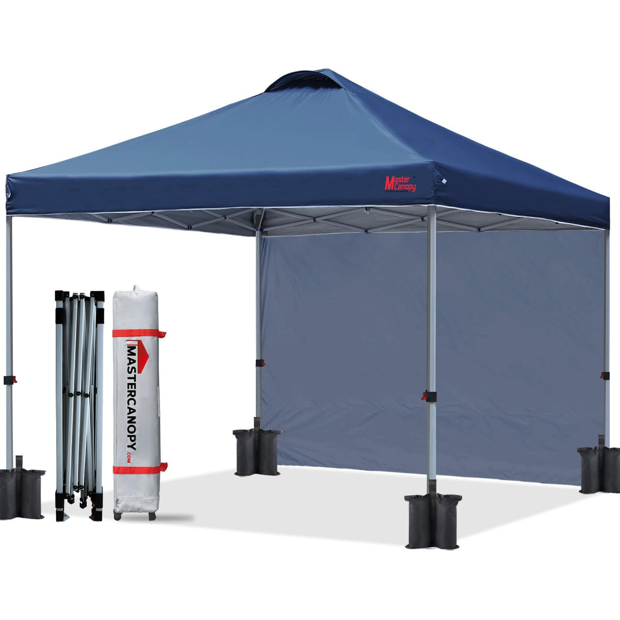 MASTERCANOPY Durable Pop-up Canopy Tent with 1 Sidewall (10'x10',Navy Blue) MASTERCANOPY