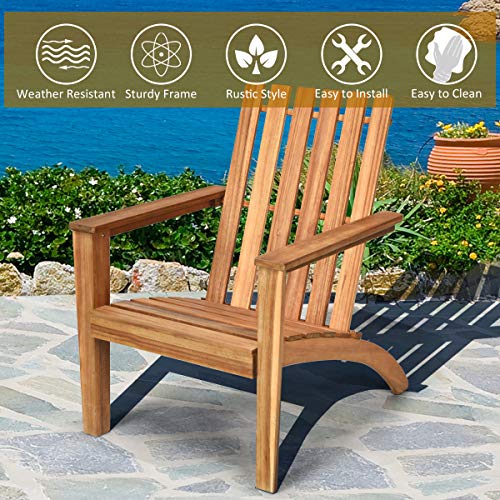 Giantex Adirondack Chair Set of 2 Acacia Wood Outdoor Chairs, 350 lbs Weight Capacity, Weather Resistant Campfire Chairs for Lawn Seating, Garden, Poolside, Balcony, Patio Adirondack Lounger - WoodArtSupply