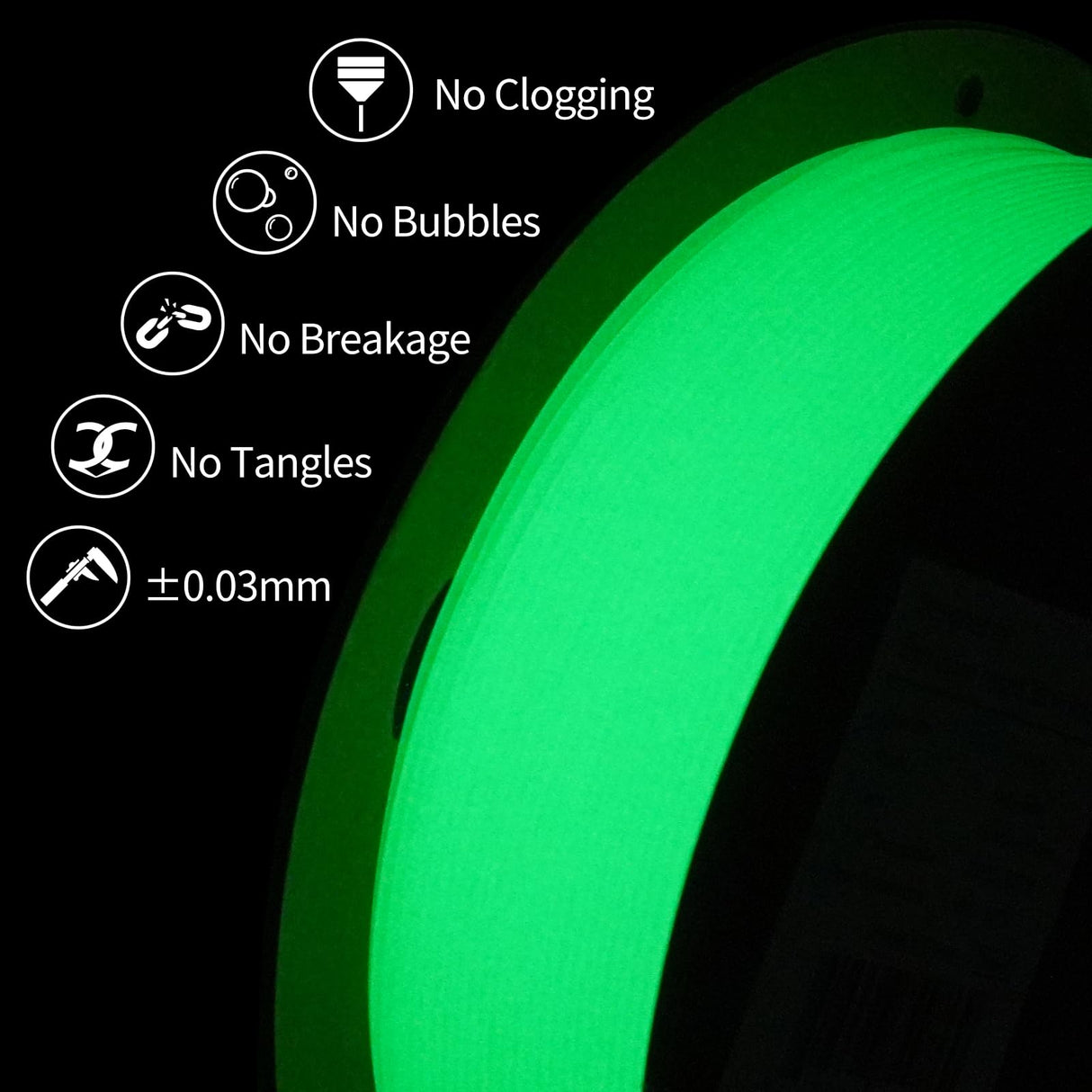 INLAND Micro Center PLA+ 3D Printing Filament 1.75mm, Green Glow in The Dark - Glowing PLA Plus 3D Printer Filament - PLA Pro Dimensional Accuracy +/- 0.03 mm - 1 kg Cardboard Spool (2.2 lbs) INLAND