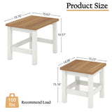 Vikiullf Farmhouse Nesting Table Set of 2, Wooden Coffee Tables, Modern Square End Table, Side Table for Living Room, Bedroom, Accent Bedside Table Vikiullf