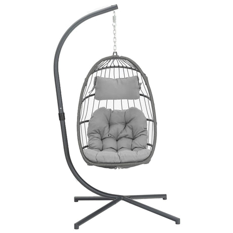 Yechen Egg Swing Chair with Stand, Rattan Wicker Hanging Egg Chair for Indoor Outdoor Bedroom Patio Hanging Basket Chair Hammock Chair with Aluminum Steel Frame, UV Resistant Cushion 350lbs Capacity Yechen