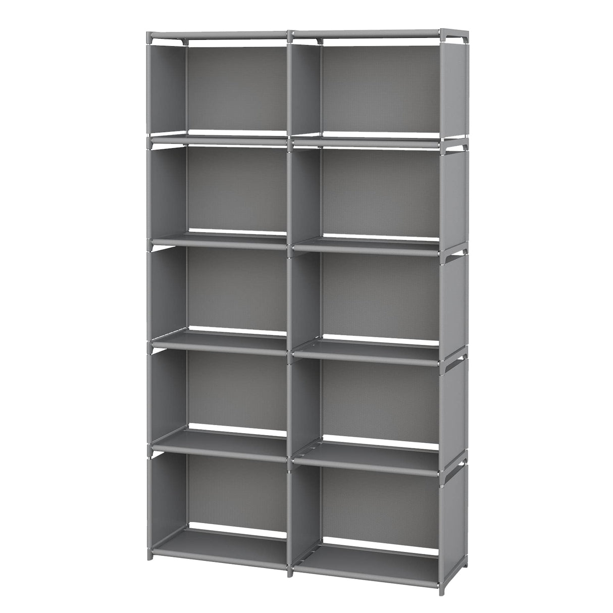 MOYIPIN Bookshelves, Assembled Storage Rack, Bedroom Living Room Vertical Cabinet Bookshelf, Double Row 10-Grid Multi-Functional Storage Equipment (Grey) MOYIPIN