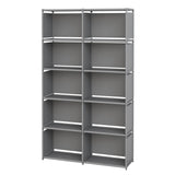MOYIPIN Bookshelves, Assembled Storage Rack, Bedroom Living Room Vertical Cabinet Bookshelf, Double Row 10-Grid Multi-Functional Storage Equipment (Grey) MOYIPIN