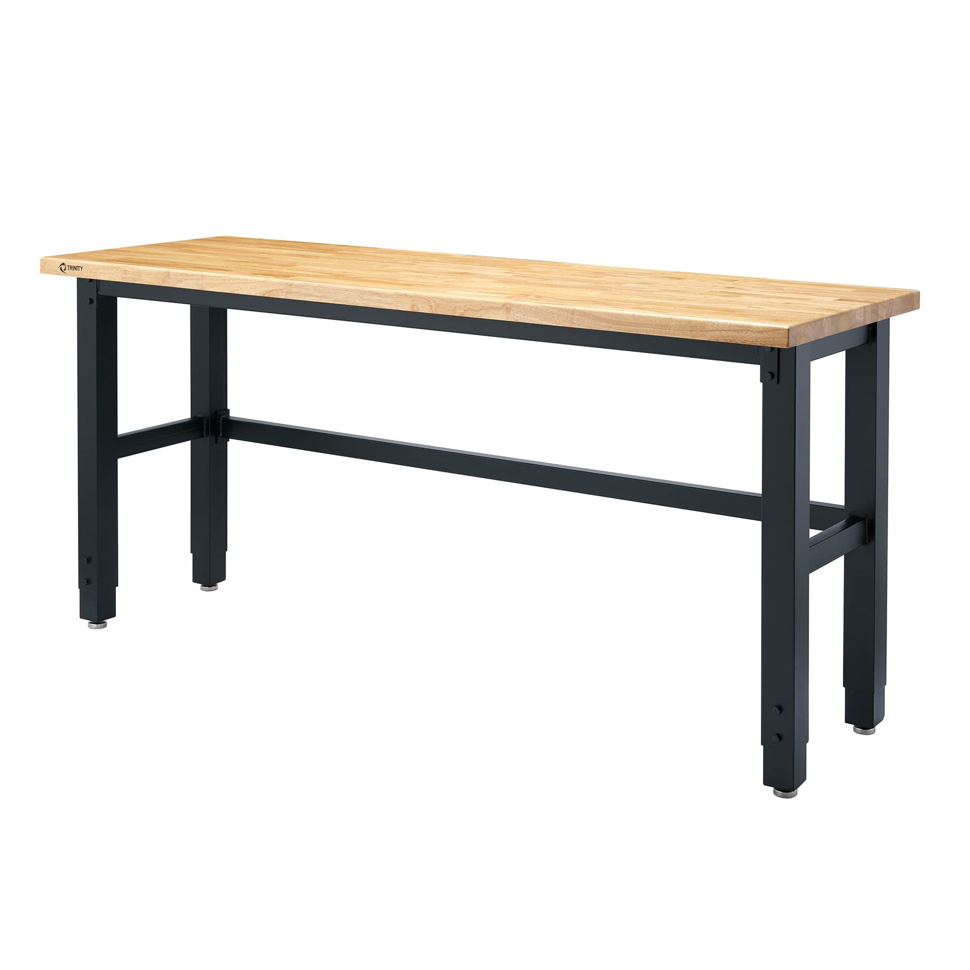 TRINITY Heavy Duty Wood Top Work Bench Adjustable Height Utility Table with Powder Coated Steel Frame for Commercial, Industrial, and Home - WoodArtSupply