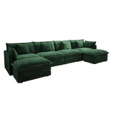 Ravy Concept Sectional Sofa 4 Seater with Movable 2 Ottomans,Oversized Modular Couch Deep Seat (Green, 146.5 inch-U) Ravy Concept