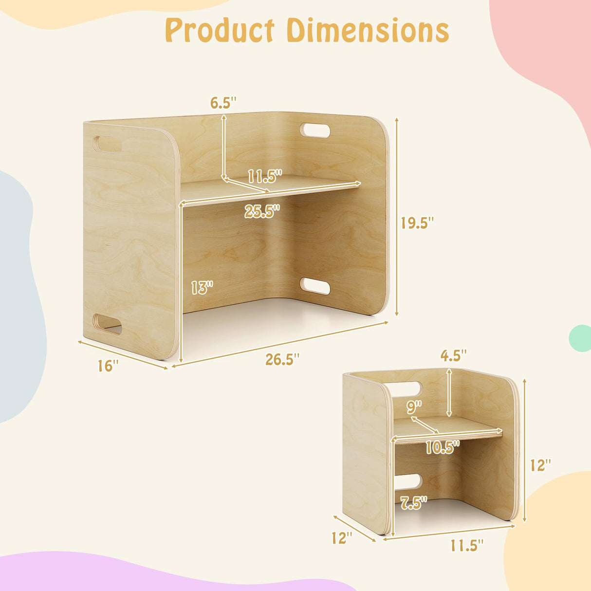 Costzon Kids Table and Chair Set, 4 in 1 Wood Activity Table, Bench, Storage Shelves, Desk for Children Reading, Arts, Crafts, Snack Time, Playroom, Fully Assembled, Toddler Table & Chair Set, Natural Costzon