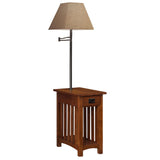 Leick Home 10028 Mission Lamp Table, Made with Solid Wood, End Table for Living Room, Bedroom, and Home Office, Medium Oak Finish Leick Home