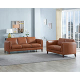 Hydeline Maui 100% Leather Sofa and Loveseat, Nutmeg Brown Hydeline