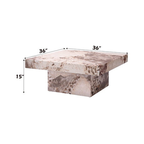 Acme Fultan Contemporary ECC/Wood Square Coffee Table in Beige Engineered Stone Acme