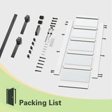 Lakenyon 42in x 84in Glass Barn Door with 6.98 Ft Sliding Door Hardware Kit, Handle, 5-Panel Frosted Glass, Solid Wood & MDF White-Primed Barn Door Panel, Pre-Drilled, Easy to Assemble Lakenyon