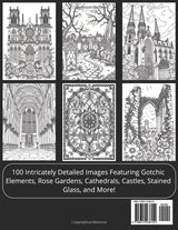 Gothic Hues: Coloring Book for Teens and Adults. 100 Intricately Detailed Images Featuring Gothic Elements, Rose Gardens, Cathedrals, Castles, Stained Glass, and More! Majosta