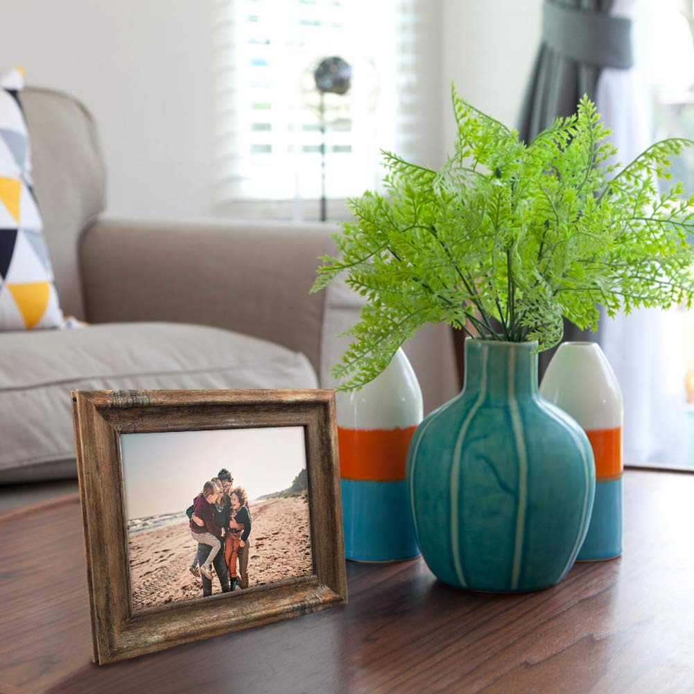 ZBEIVAN 2-Pack 5x7 Picture Frames Set Vintage Brown Family Art Rustic Photo Frame for Tabletop Stand or Wall Hanging ZBEIVAN