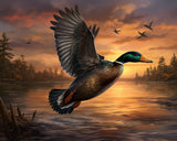 Mallard Duck Flying Over Lake 5D Diamond Art Painting Kits Full Drill Round Diamond Art DIY Gems Paint by Diamond Number Kits for Beginners Mosaic Cross Stitch for Wall Decoration(30x40cm)(3) Generic