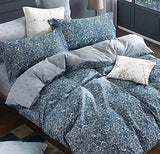 SLEEPBELLA Duvet Cover Set 600 Thread Count Cotton Bedding Set (Twin, Blue-Paisley) SLEEPBELLA