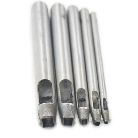 Fujiyuan 5PCS 3mm 4mm 5mm 6mm 7mm Leather Punch Cutter Tool Hollow Square Hole Steel Belt Watch Band Bag Package fujiyuan