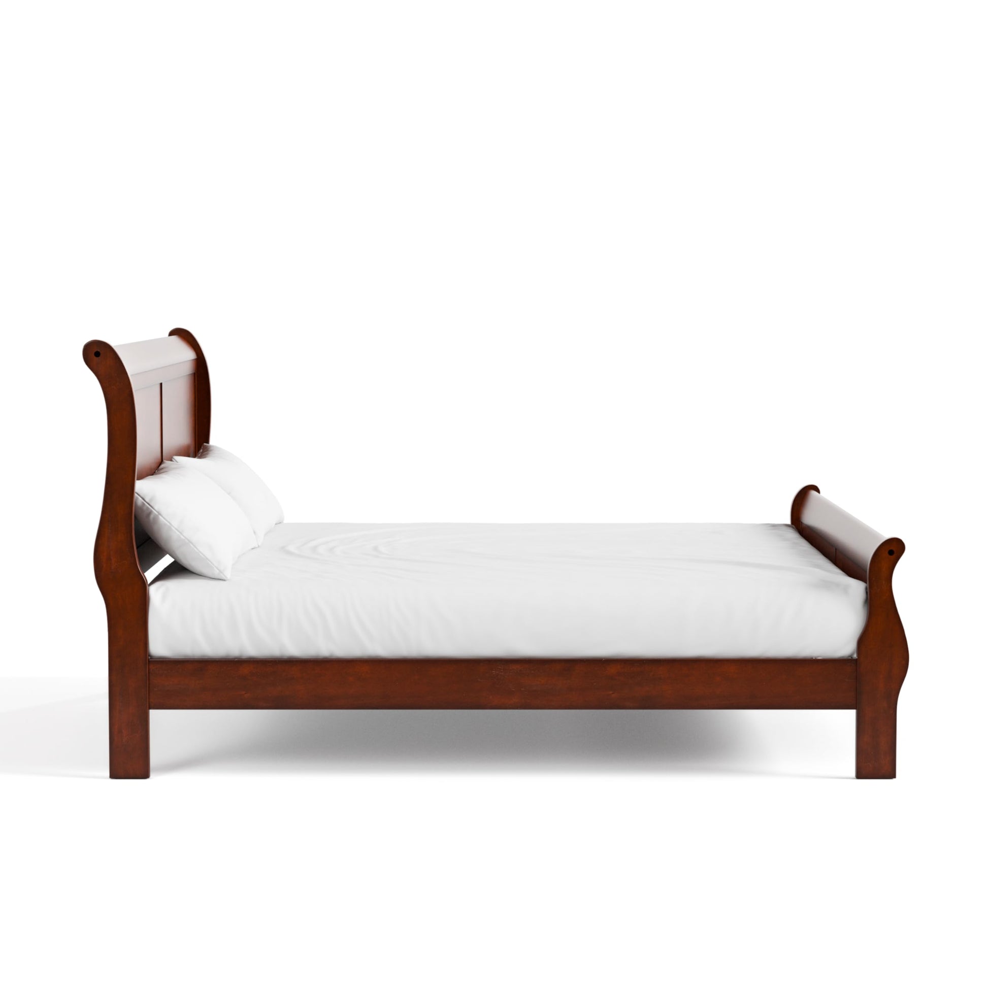 Furniture of America Arabella Cherry Wood Queen Sleigh Bed Frame with Headboard and Footboard - WoodArtSupply