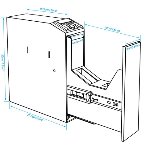 Slider Hidden Handgun Safe, Biometric Fingerprint Smart Pistol Safe for Nightstand, Desk, Bedside - Auto Sliding Door- Fingerprint, PIN Code, KEY Access (Classic) VoleStay