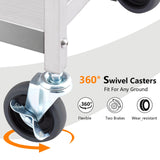 Agrestem Portable Folding Service Cart, 3 Shelf Stainless Steel cart, 3 Stainless Steel Shelves Up to 440 lbs Load Capacity, Folding Collapsible Service Cart for Office Home Warehouse Agrestem