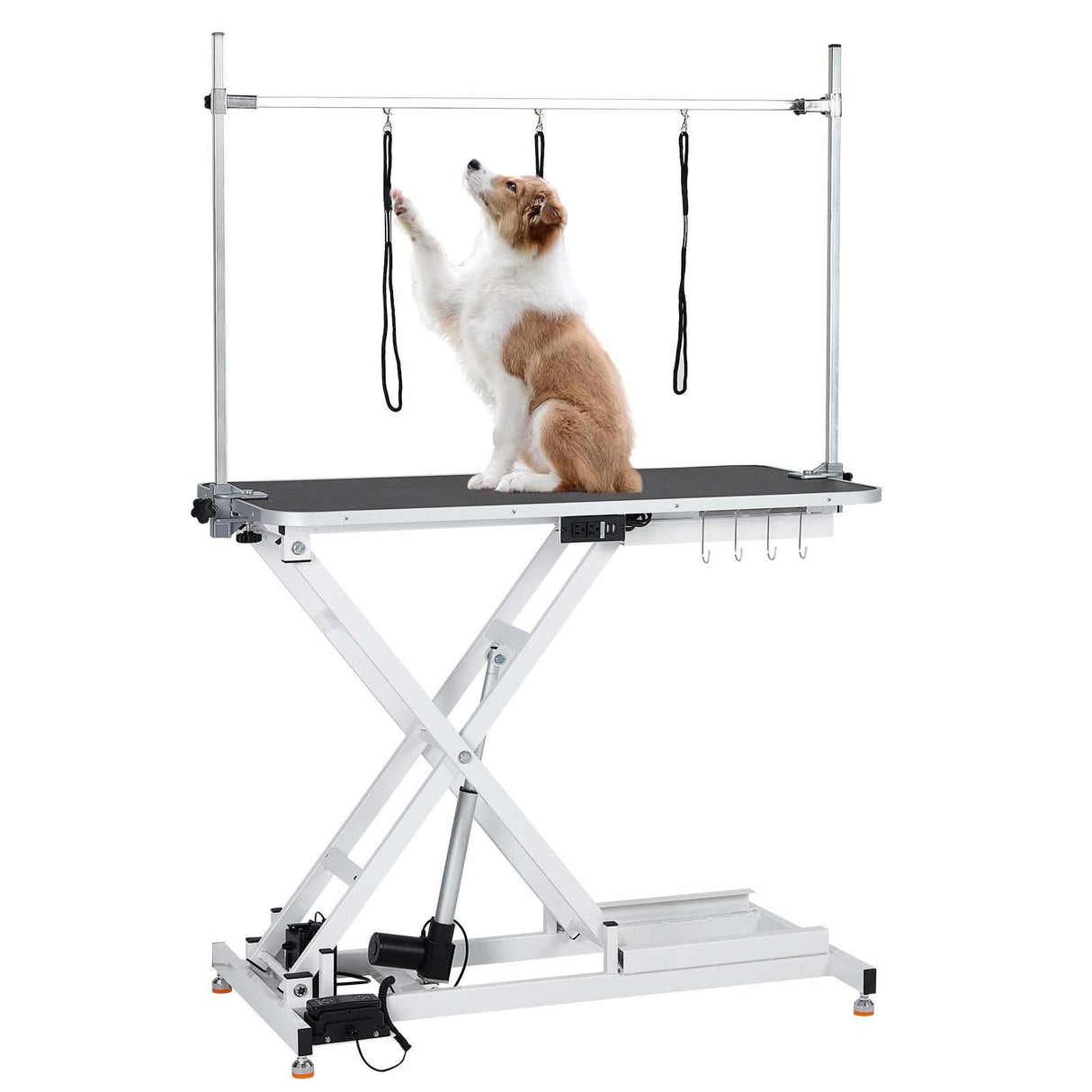 47” Electric Lift Dog Grooming Table (White), Heavy Duty Electric Grooming Arm Table for Pets & Large Dogs Adjustable Height: 9.4"-39.4" Non-slip Desktop with Gantry Crane Set GarveeLife
