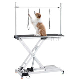 47” Electric Lift Dog Grooming Table (White), Heavy Duty Electric Grooming Arm Table for Pets & Large Dogs Adjustable Height: 9.4"-39.4" Non-slip Desktop with Gantry Crane Set GarveeLife