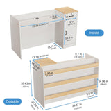 Modern Reception Desk Counter, Retail Counter Reception Desk with Lockable Drawers, Retail Checkout Counter with Open Shelves ZGGJZKV