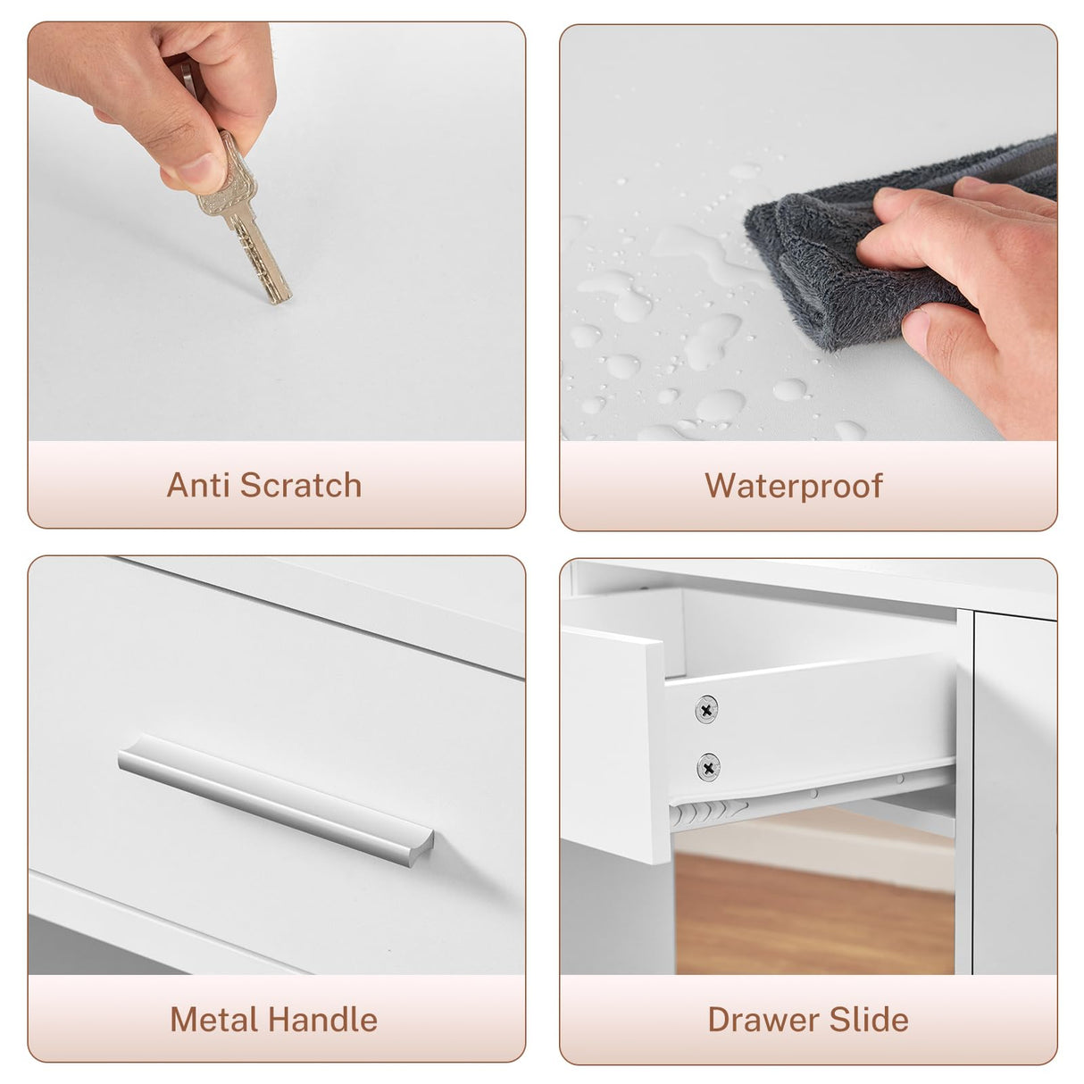 FIONESO 47.2" Large Vanity Desk with Mirror & 14 LED Lights, Makeup Vanity Table with 5 Drawers & Charging Station, Makeup Vanity Desk, 3 Lighting Colors, Dressing Vanity Table for Bedroom, White FIONESO