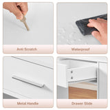 FIONESO 47.2" Large Vanity Desk with Mirror & 14 LED Lights, Makeup Vanity Table with 5 Drawers & Charging Station, Makeup Vanity Desk, 3 Lighting Colors, Dressing Vanity Table for Bedroom, White FIONESO