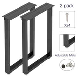 Metal Table Legs 28 inch Height x 17.7 inch Wide with Adjustable Protector Feet, Industrial & Rustic Style Heavy Duty Metal Furniture Legs for Desk/Table, (Bear Up to 800lb), Black, Set of 2 Patavinity