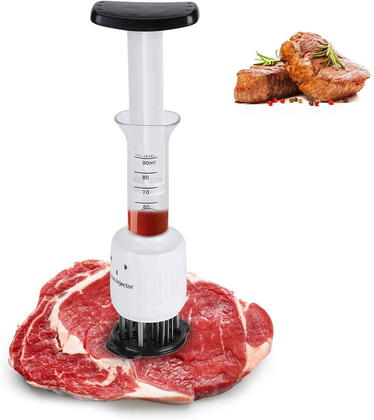 GOTOTOP Meat Marinade Tenderizer Needle Injector Steaks Flavor Syringe Cook Kitchen Tool Meat Tenderizer 2.64 x 2.64 x 8.86inch GOTOTOP