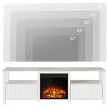 WAMPAT Fireplace TV Stand for 75 Inch TV, White Entertainment Center with LED Light, Modern TV Console Table for 80/70/65 inch TV with 4 Storages for Living Room, 70 Inch WAMPAT