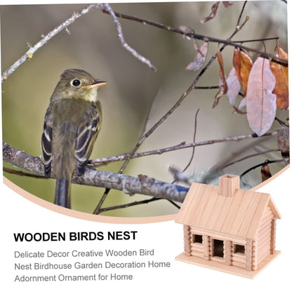 OFFSCH Creative Wooden Bird Nest House for Garden Decoration Unfinished Pine Birdhouse Ornament for Outdoor Birds DIY Paintable Bird Nest for Hummingbirds and Sparrows